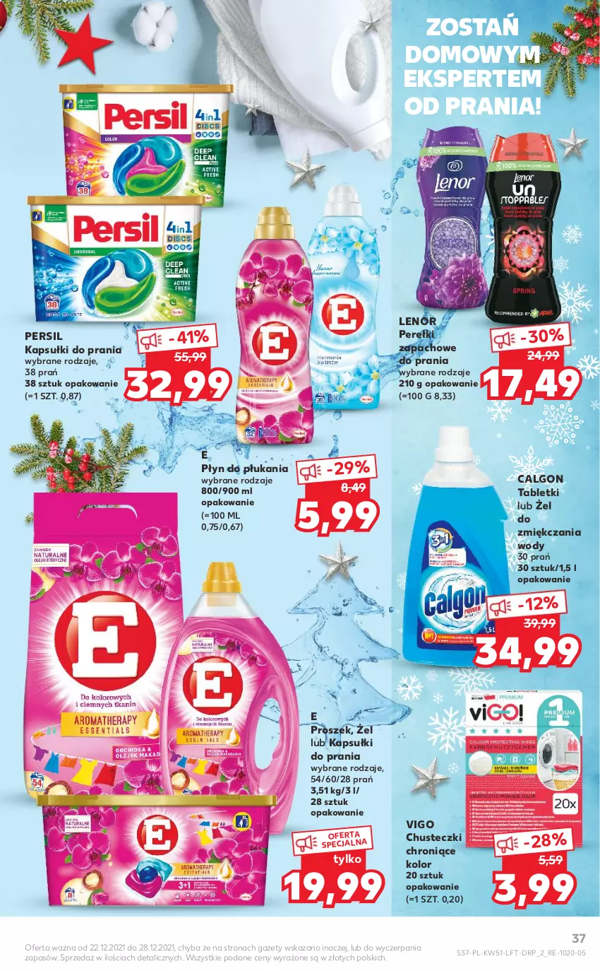 Gazetka promocyjna Kaufland - OFERTA TYGODNIA - ważna 22.12 do 28.12.2021 - strona 37 - produkty: Calgon, Chusteczki, Kapsułki do prania, Lenor, LG, Perełki zapachowe, Persil, Płyn do płukania, Tablet