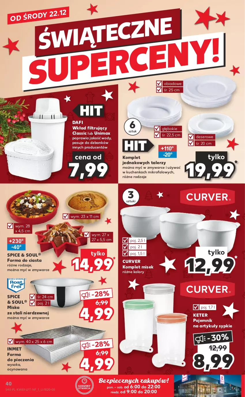 Gazetka promocyjna Kaufland - OFERTA TYGODNIA - ważna 22.12 do 28.12.2021 - strona 40 - produkty: Deser, Fa, Forma do pieczenia, Miska, Piec, Pojemnik, Ser, Sok, Talerz, Wkład filtrujący