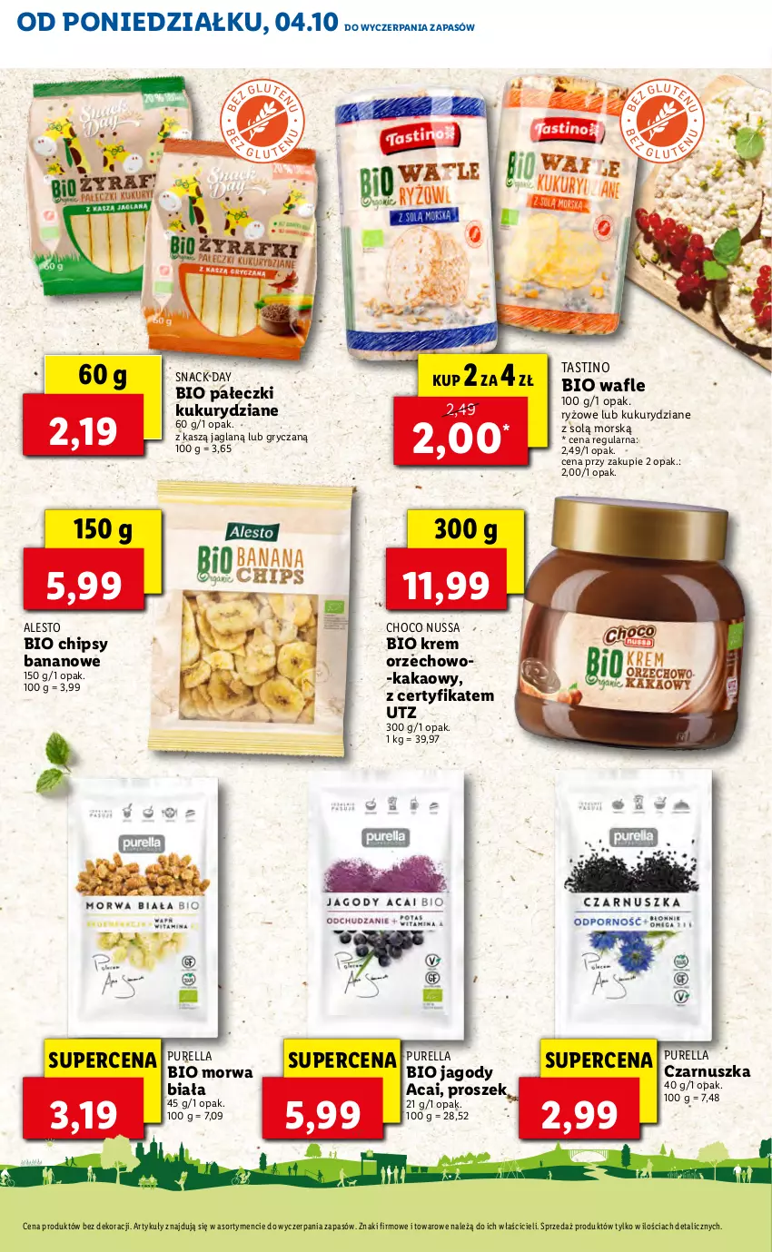 Gazetka promocyjna Lidl - KATALOG Z OFERTĄ BIO - ważna 04.10 do 07.10.2021 - strona 19 - produkty: Chipsy, Gry, Jagody, Kakao, Pur, Ryż, Wafle