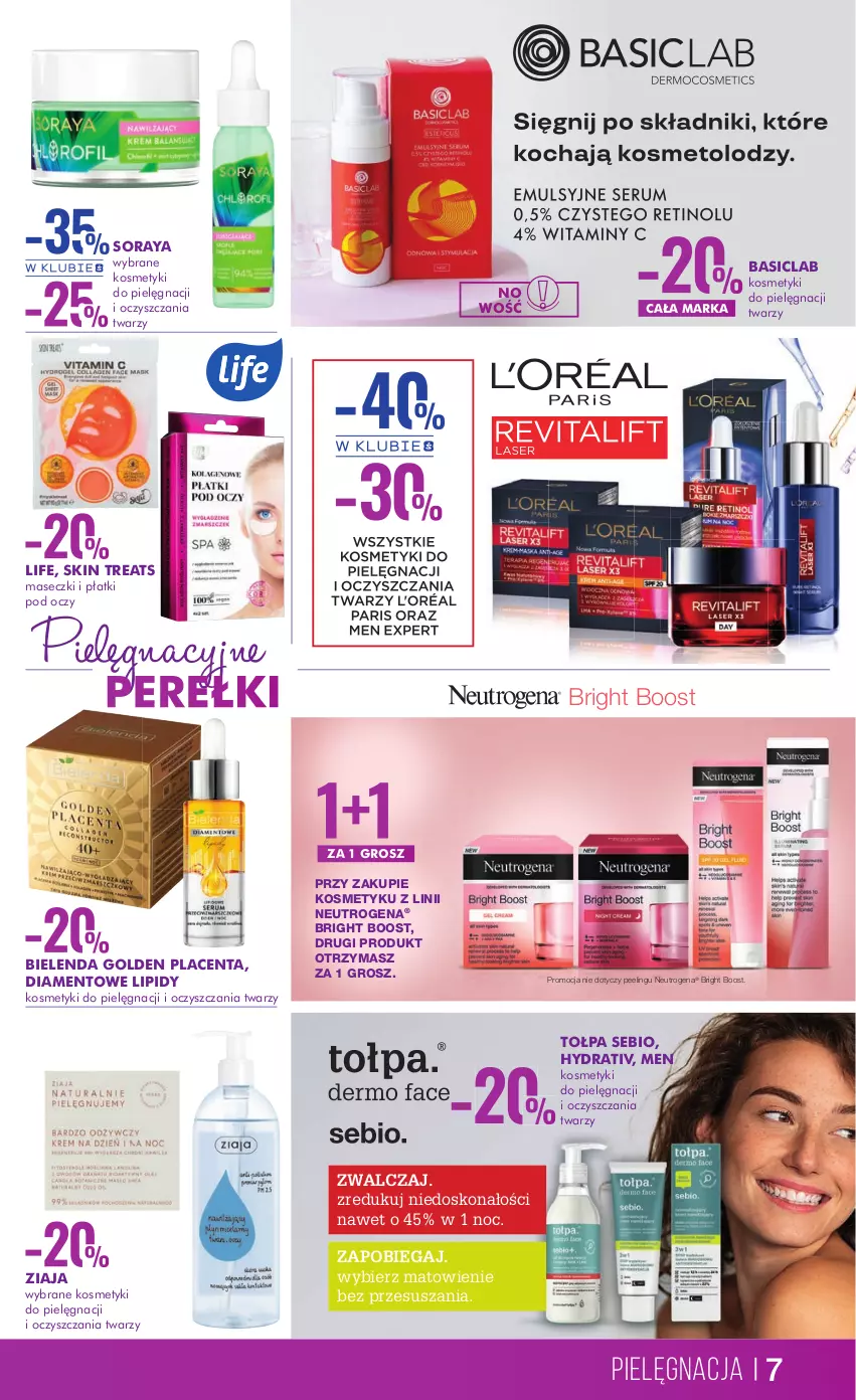 Gazetka promocyjna Super Pharm - Gazetka - ważna 14.02 do 01.03.2023 - strona 7 - produkty: Basiclab, Bielenda, Kosmetyki do pielęgnacji, Neutrogena, Peeling, Ser, Tołpa, Ziaja