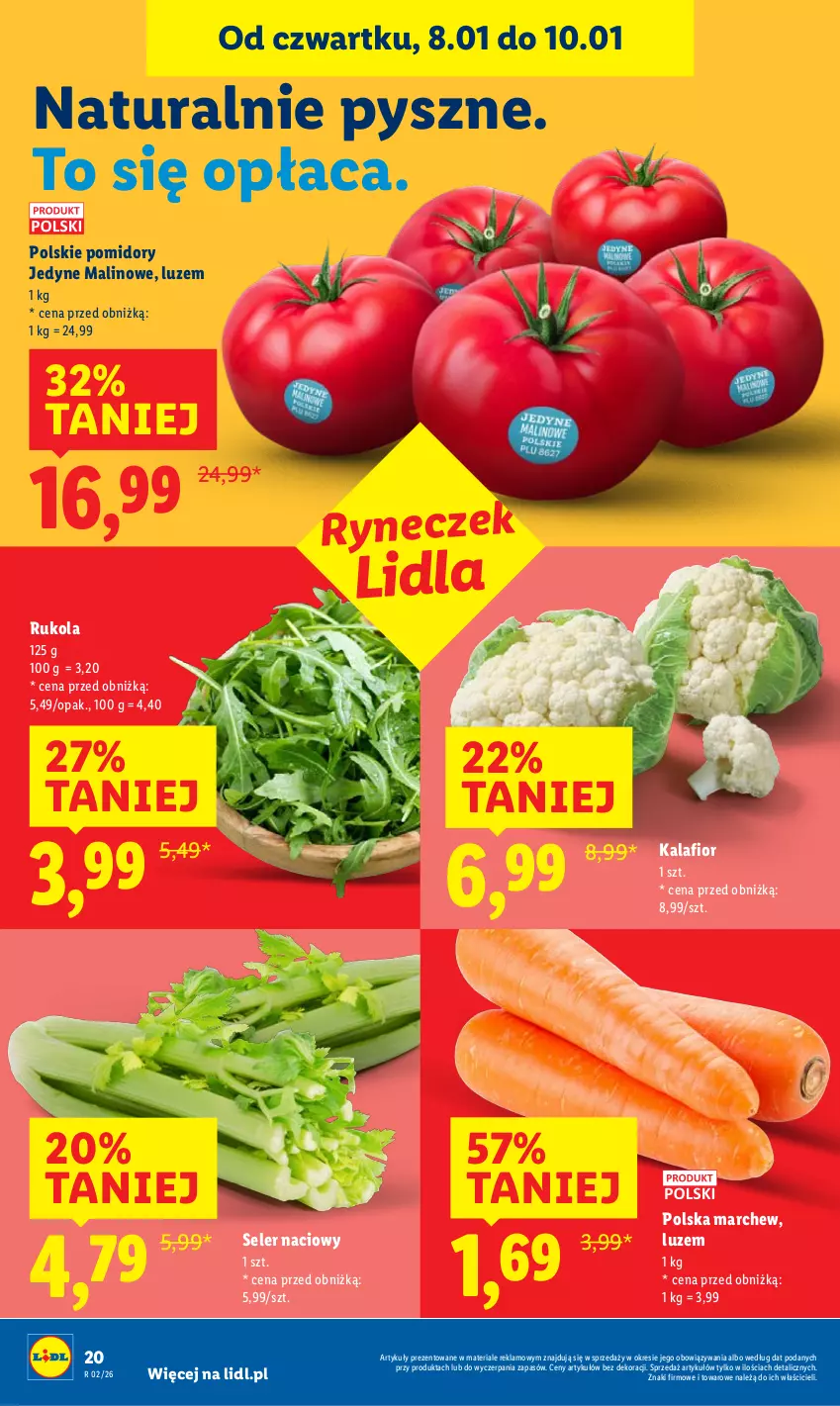 Gazetka promocyjna Lidl - GAZETKA - ważna 08.01 do 10.01.2026 - strona 20 - produkty: Kalafior, Pomidory, Rukola, Seler naciowy