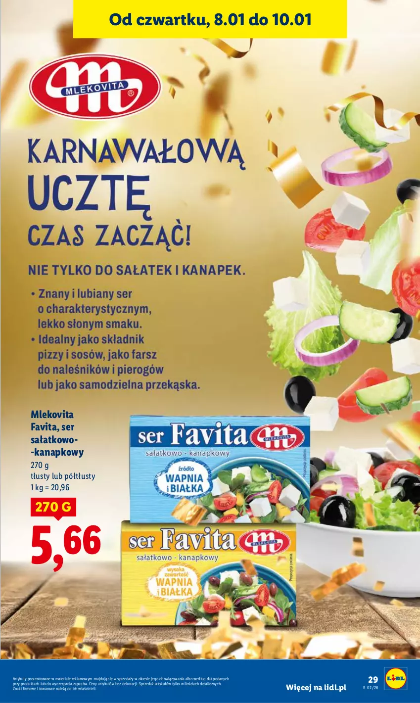 Gazetka promocyjna Lidl - GAZETKA - ważna 08.01 do 10.01.2026 - strona 29 - produkty: Fa, Favita, Mleko, Mlekovita, Sałat, Ser, Ser sałatkowo-kanapkowy