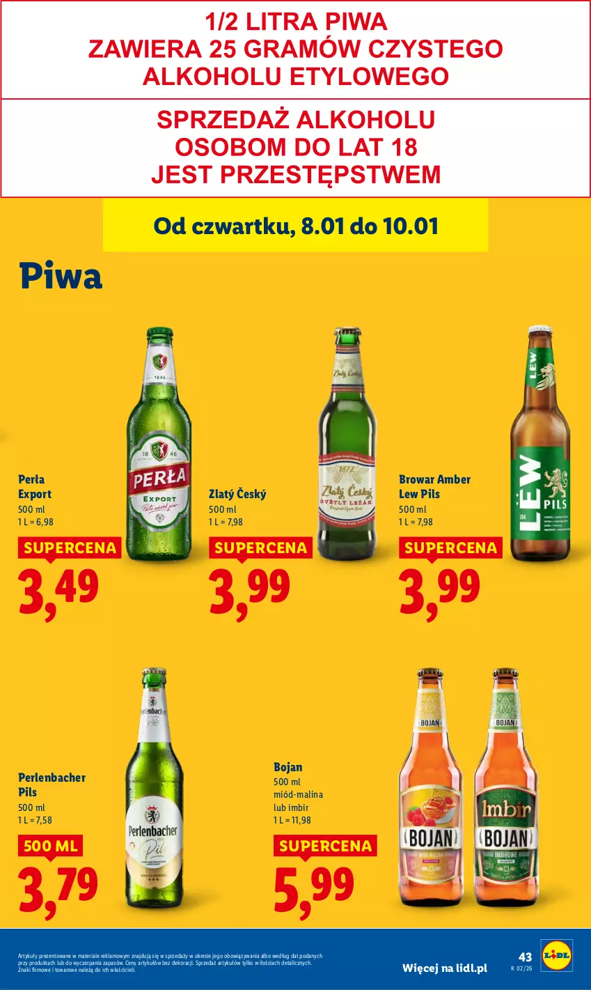 Gazetka promocyjna Lidl - GAZETKA - ważna 08.01 do 10.01.2026 - strona 43 - produkty: Imbir, Miód, NBA, Perła, Piwa, Por