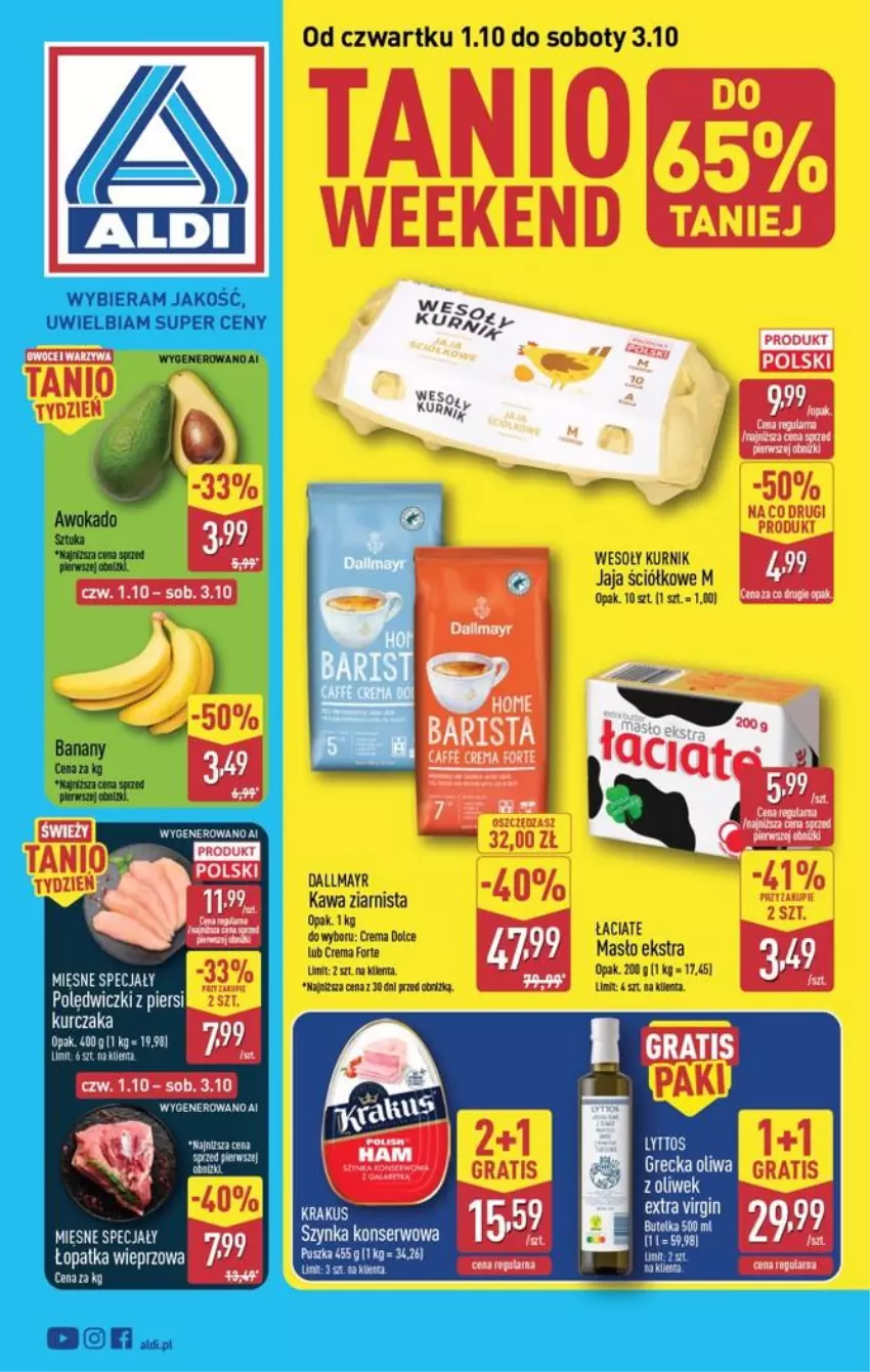 Gazetka promocyjna Aldi - Oferta weekendowa - ważna 01.10 do 03.10.2026 - strona 1 - produkty: Gra, Kawa, Kawa ziarnista, Oliwa