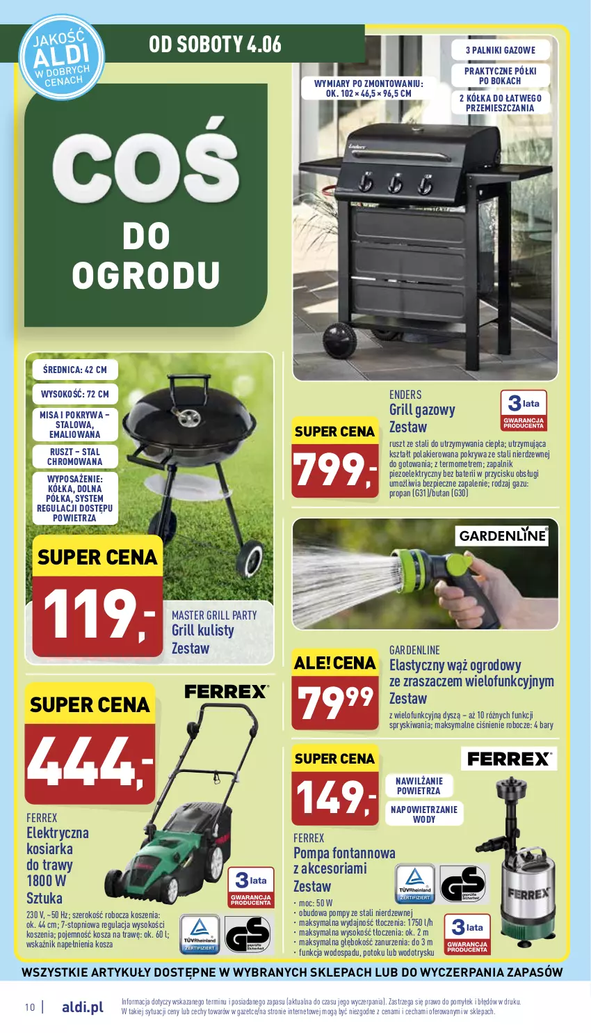 Gazetka promocyjna Aldi - Zaplanuj zakupy wcześniej - ważna 01.06 do 04.06.2022 - strona 10 - produkty: Grill, Grill gazowy, Kosiarka, Kosz, Lakier, Piec, Pokrywa, Półka, Sok, Termometr, Top