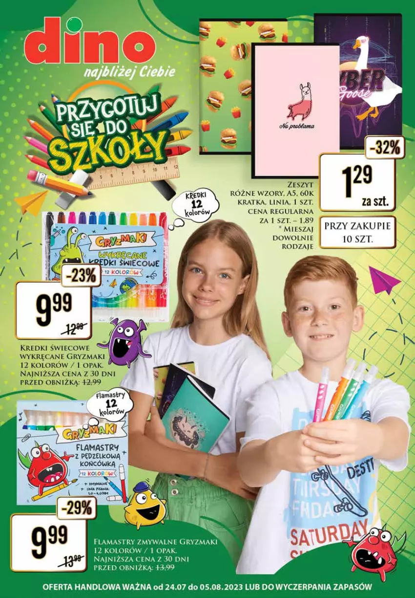 Gazetka promocyjna Dino - Katalog Szkoła - ważna 24.07 do 24.07.2023 - strona 1 - produkty: Flamastry, Gry