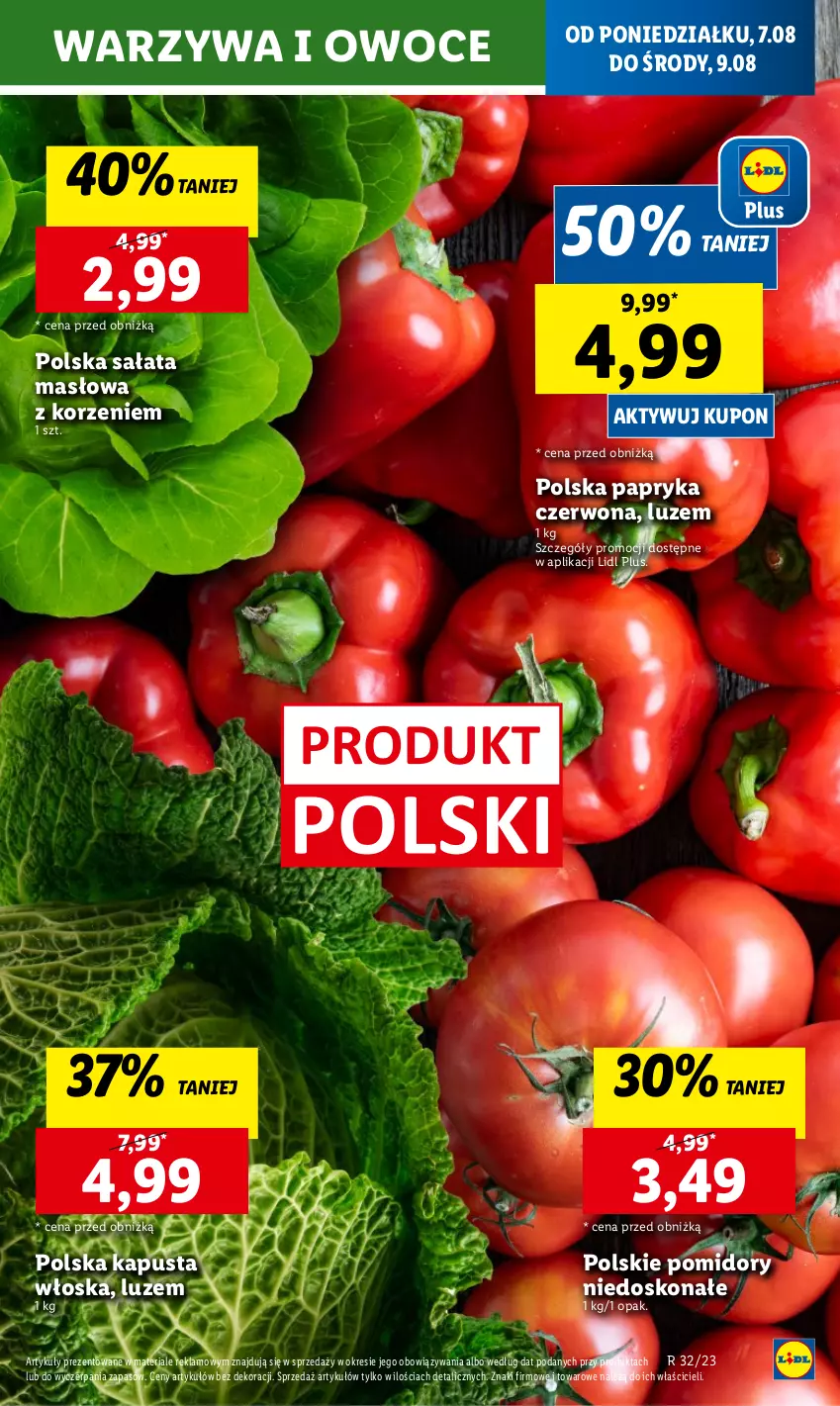 Gazetka promocyjna Lidl - od Poniedziałku - ważna 07.08 do 12.08.2023 - strona 27 - produkty: Masło, Owoce, Papryka, Papryka czerwona, Pomidory, Sałat, Sałata masłowa, Warzywa, Warzywa i owoce