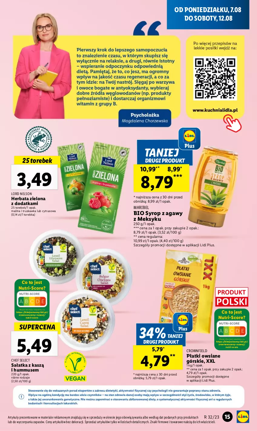 Gazetka promocyjna Lidl - od Poniedziałku - ważna 07.08 do 12.08.2023 - strona 31 - produkty: Herbata, Hummus, Mus, Płatki owsiane, Sałat, Sałatka, Syrop, Torebka, Wazon