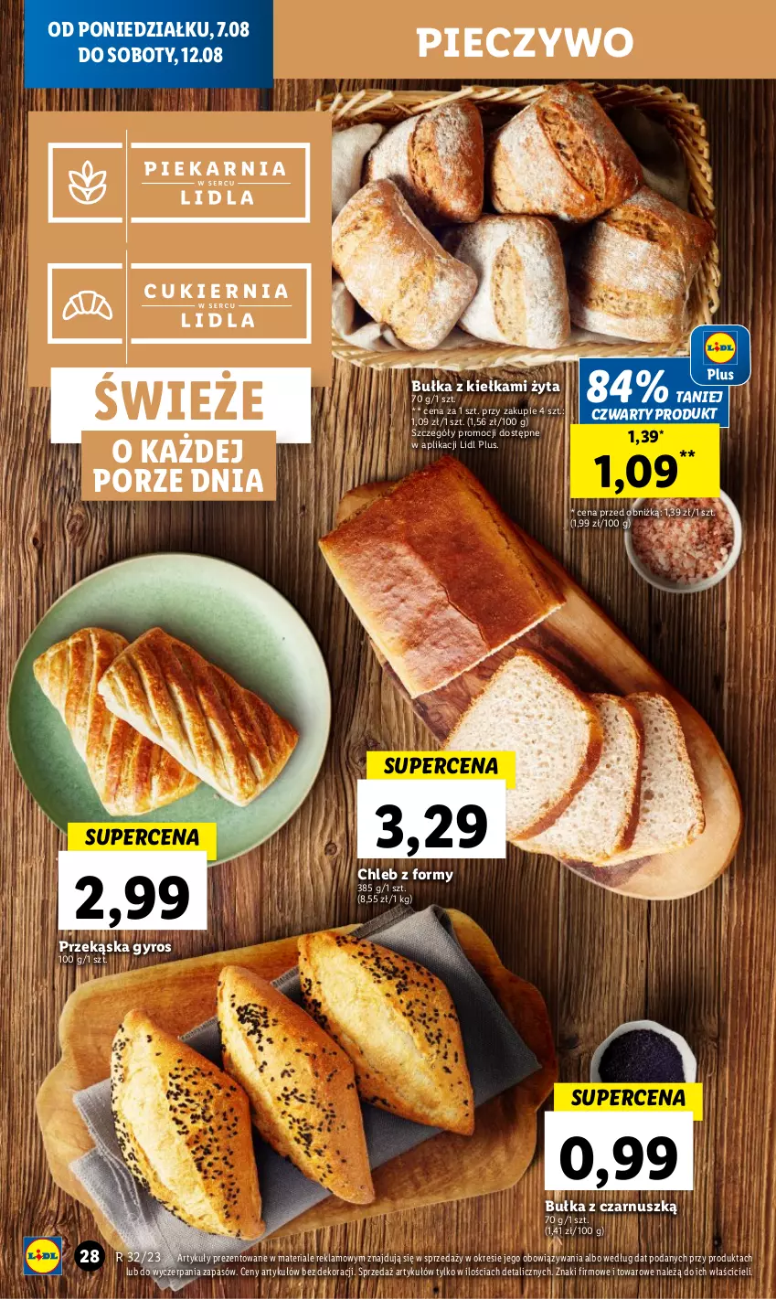 Gazetka promocyjna Lidl - od Poniedziałku - ważna 07.08 do 12.08.2023 - strona 44 - produkty: Bułka, Chleb, Gyros, Piec, Pieczywo, Por