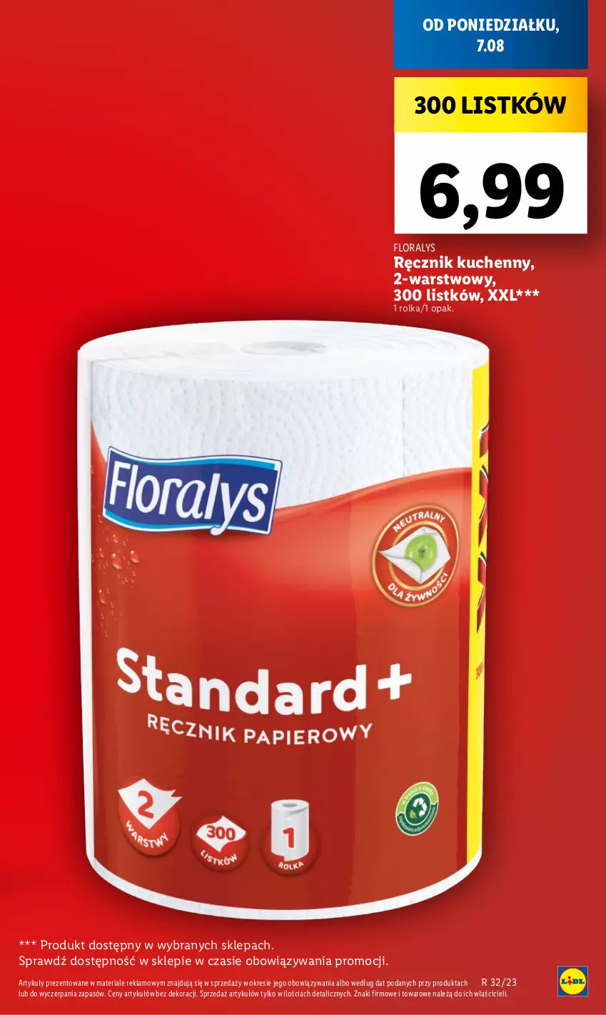 Gazetka promocyjna Lidl - od Poniedziałku - ważna 07.08 do 12.08.2023 - strona 9 - produkty: Flora, Ręcznik, Ręcznik kuchenny