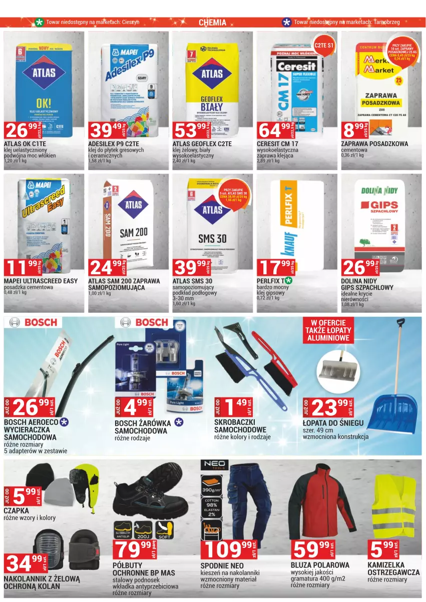 Gazetka promocyjna Merkury Market - ważna 01.12 do 31.12.2021 - strona 32 - produkty: BIC, Bluza, Bluza polarowa, Bosch, Buty, Cement, Ceresit, Czapka, Geoflex, Gra, Kamizelka, Klej, Klej gipsowy, Mop, Podkład, Podkład podłogowy, Rama, Sok, Spodnie, Wycieraczka