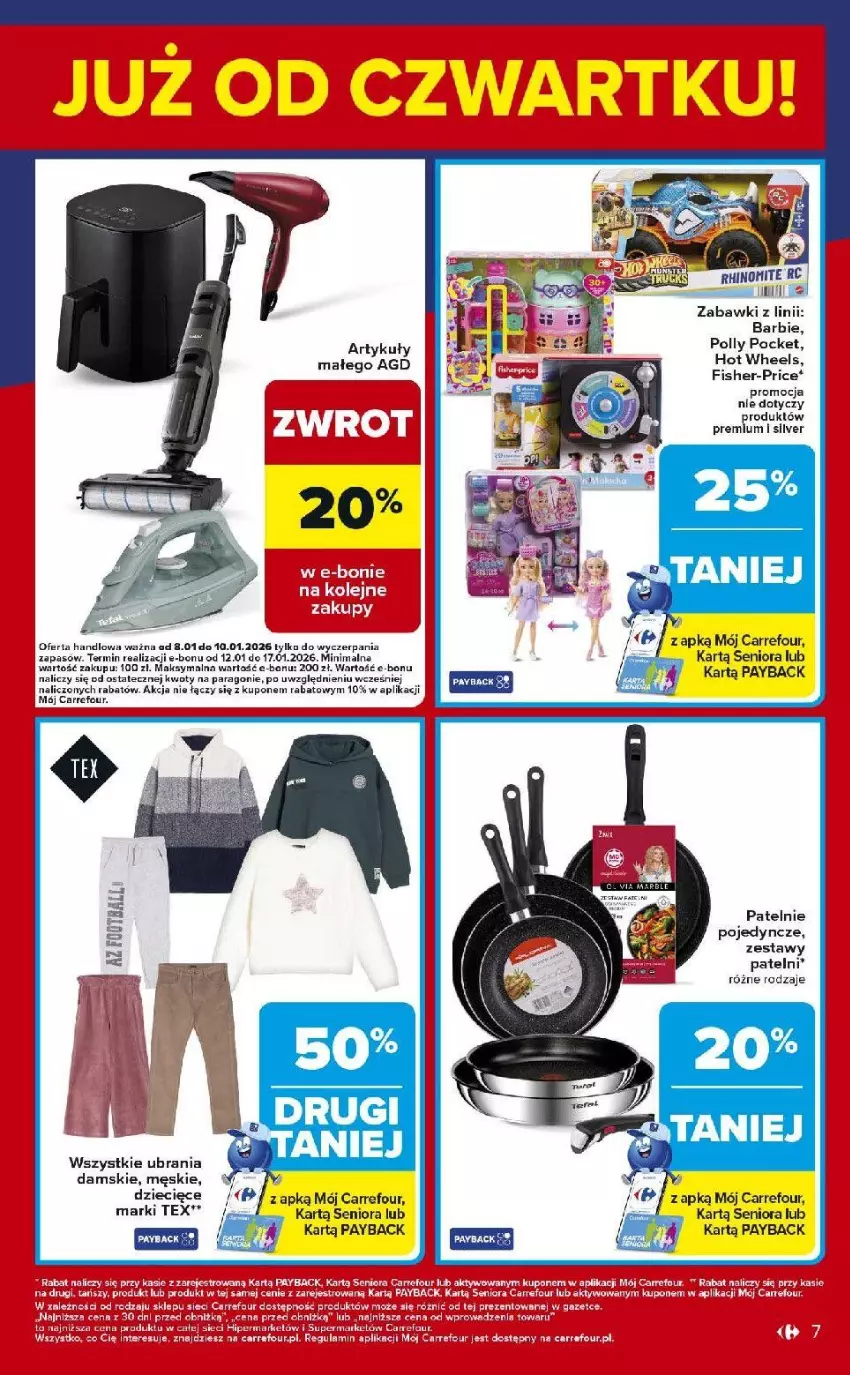 Gazetka promocyjna Carrefour - Gazetka Weekend okazji już od czwartku! - ważna 08.01 do 10.01.2026 - strona 7 - produkty: Barbie, Dzieci, Fa, Fisher-Price, Hot Wheels, Polly Pocket, Ubrania