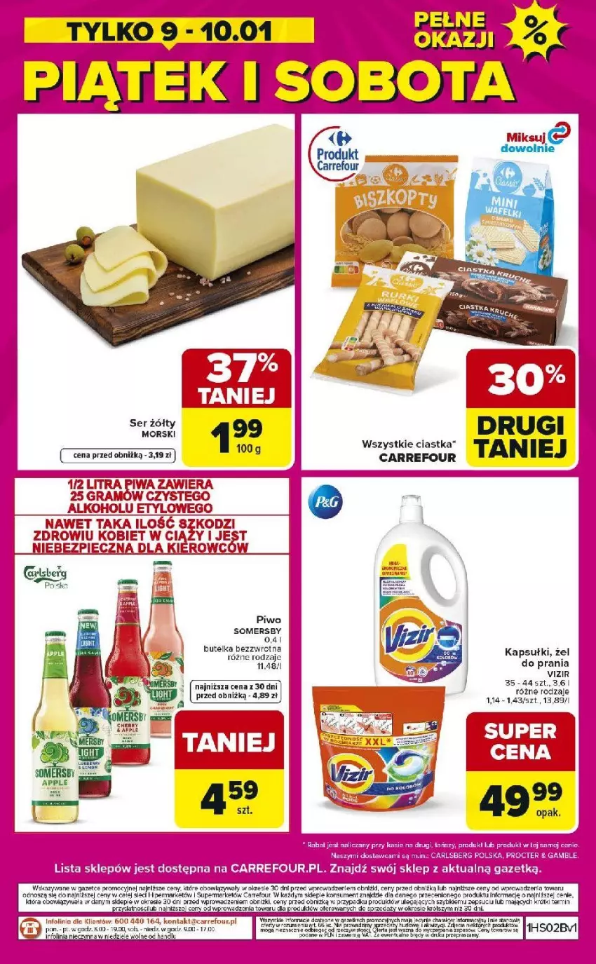 Gazetka promocyjna Carrefour - Gazetka Weekend okazji już od czwartku! - ważna 08.01 do 10.01.2026 - strona 8 - produkty: Carlsberg, Ciastka, Fa, Gra, Piec, Piwa, Piwo, Ser, Somersby, Vizir