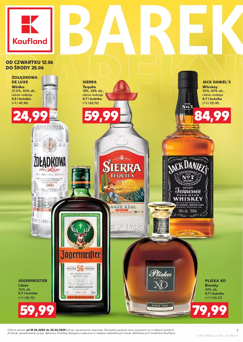 Gazetka promocyjna Kaufland - Barek Kauflandu - ważna 12.06 do 25.06.2025 - strona 1 - produkty: Brandy, Likier, Pliska, Tequila, Whiskey, Wódka