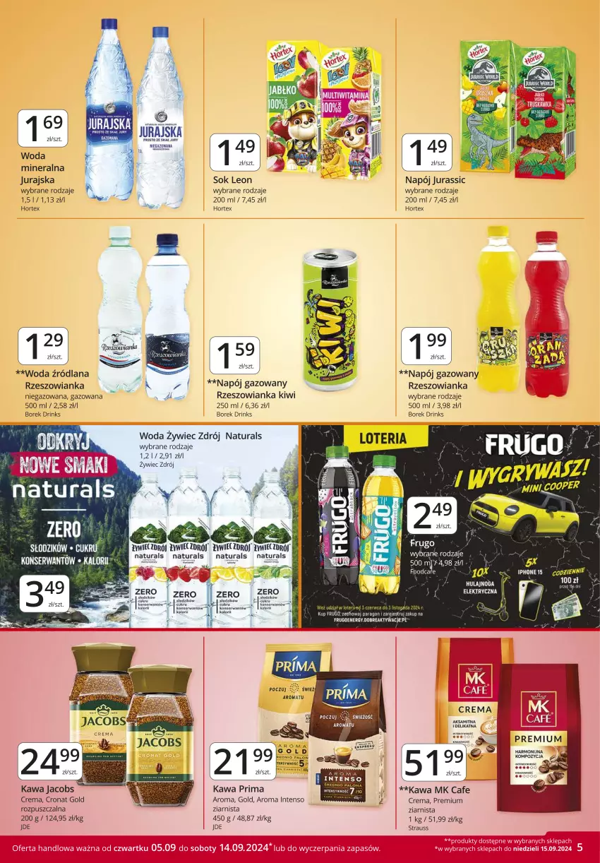 Gazetka promocyjna Market Vita - Gazetka – Marketvita - ważna 05.09 do 14.09.2024 - strona 5 - produkty: Hortex, Jacobs, Kawa, Kiwi, LANA, Leon, Napój, Napój gazowany, Por, Prima, Sok, Woda