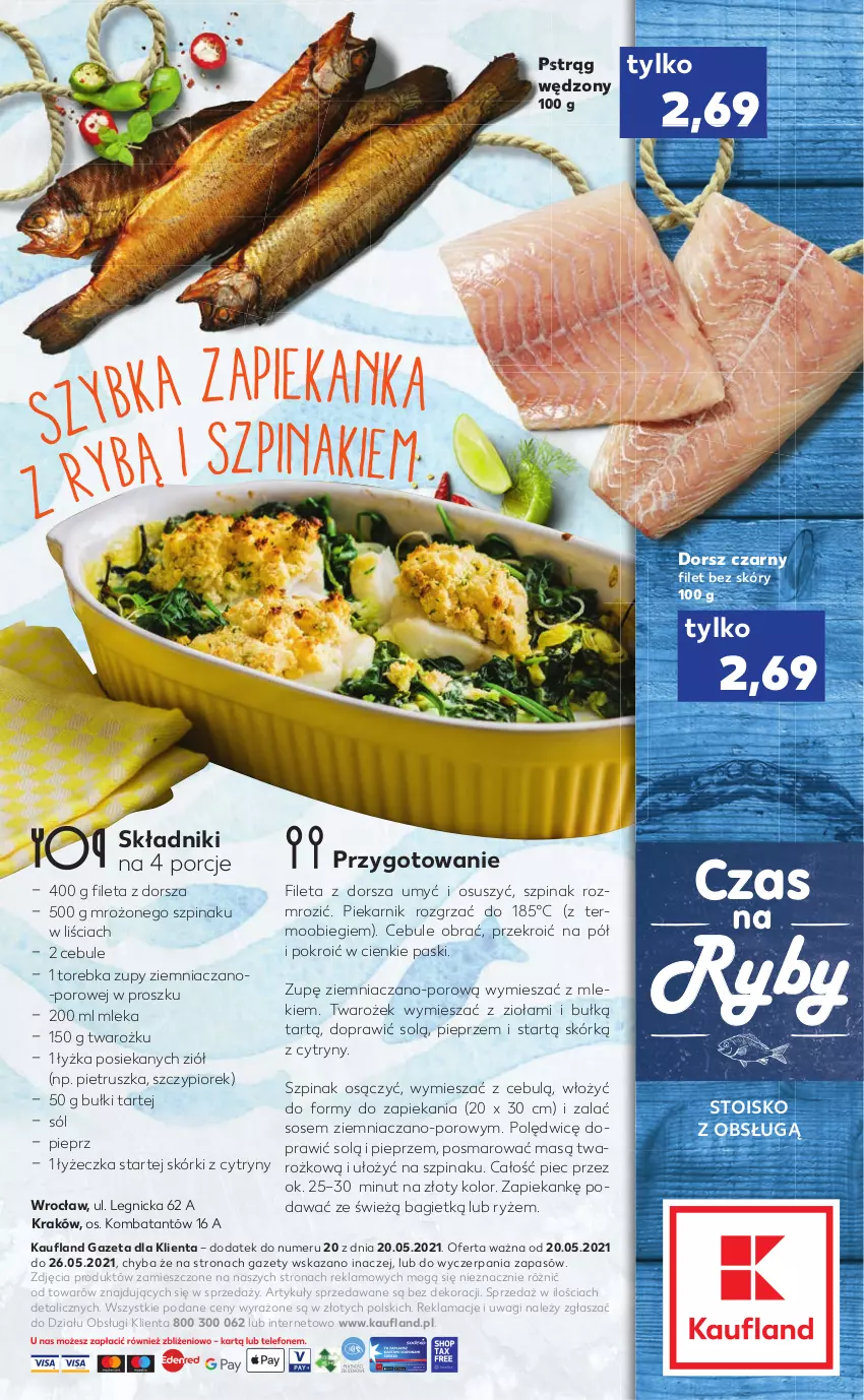 Gazetka promocyjna Kaufland - RYBY - ważna 20.05 do 26.05.2021 - strona 2 - produkty: Cytryny, Dorsz, Piec, Piekarnik, Pieprz, Pietruszka, Por, Pstrąg, Pstrąg wędzony, Ryż, Sól, Sos, Szpinak, Torebka, Wagi