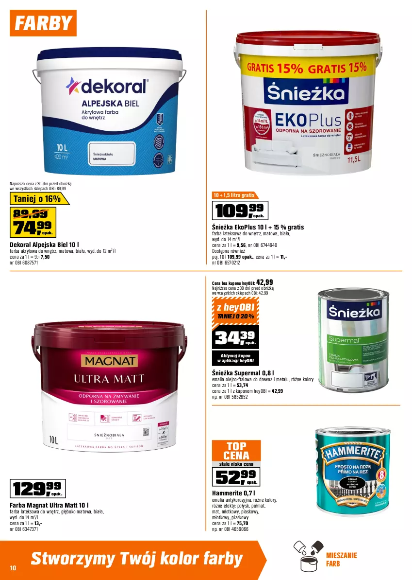 Gazetka promocyjna Obi - Gazetka OBI - ważna 19.08 do 08.09.2026 - strona 10 - produkty: Dekoral, Drabina, Fa, Farba akrylowa, Farba lateksowa, Gra, Młot, Olej, Pojemnik, Por, Regał, Regał metalowy, Stół, Stół warsztatowy, Top