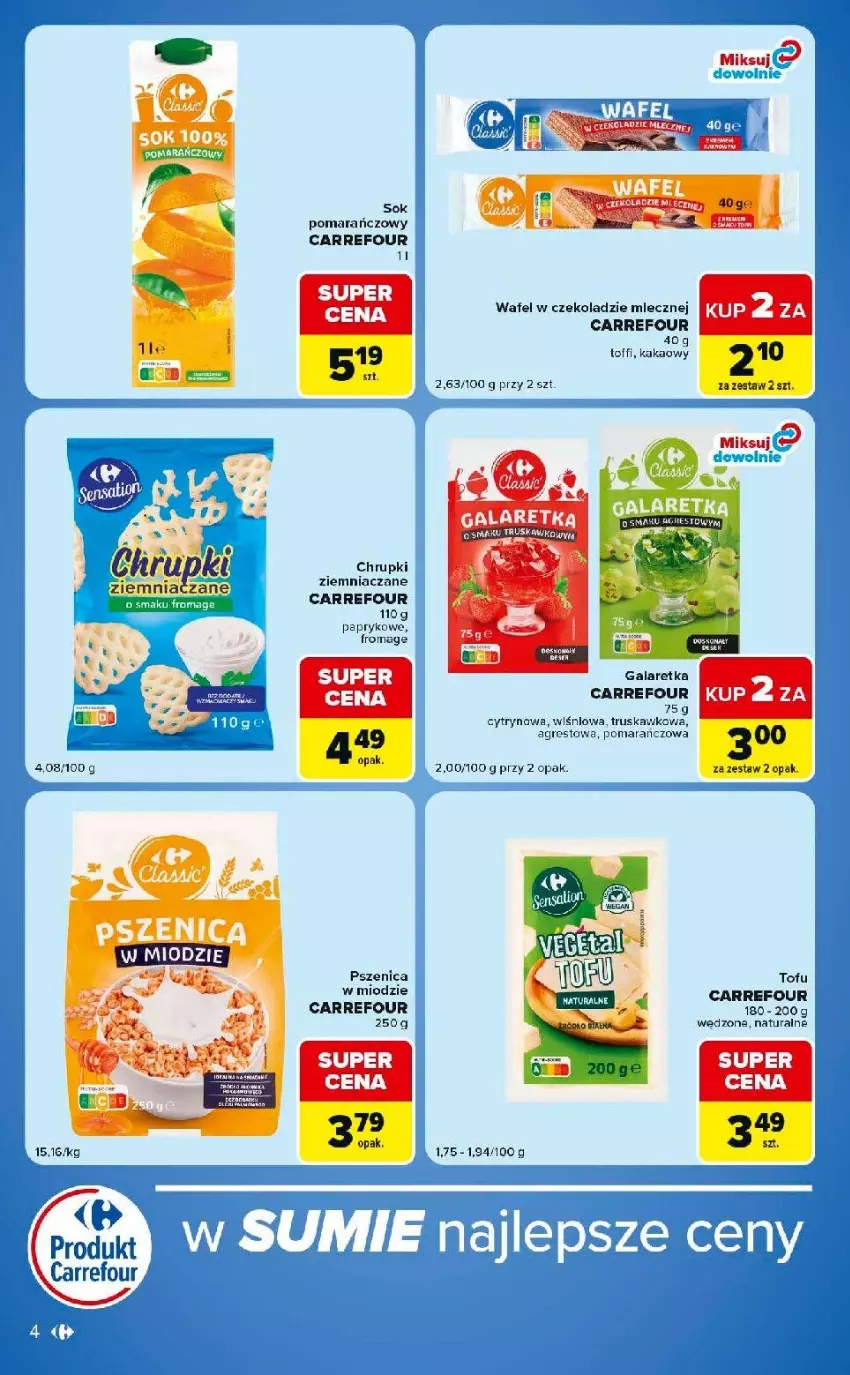 Gazetka promocyjna Carrefour - Gazetka Carrefour Market w SUMIE ekspresowe zakupy - ważna 23.06 do 29.06.2026 - strona 4 - produkty: Chrupki, Fa, Gala, Gres, Kakao, Sok, Sok pomarańczowy, Tofu