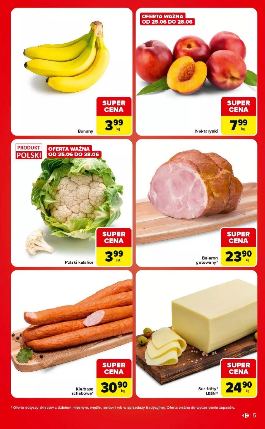 Gazetka promocyjna Carrefour - Gazetka Carrefour Market w SUMIE ekspresowe zakupy - ważna 23.06 do 29.06.2026 - strona 5 - produkty: Kalafior, Kiełbasa, LG, Ser