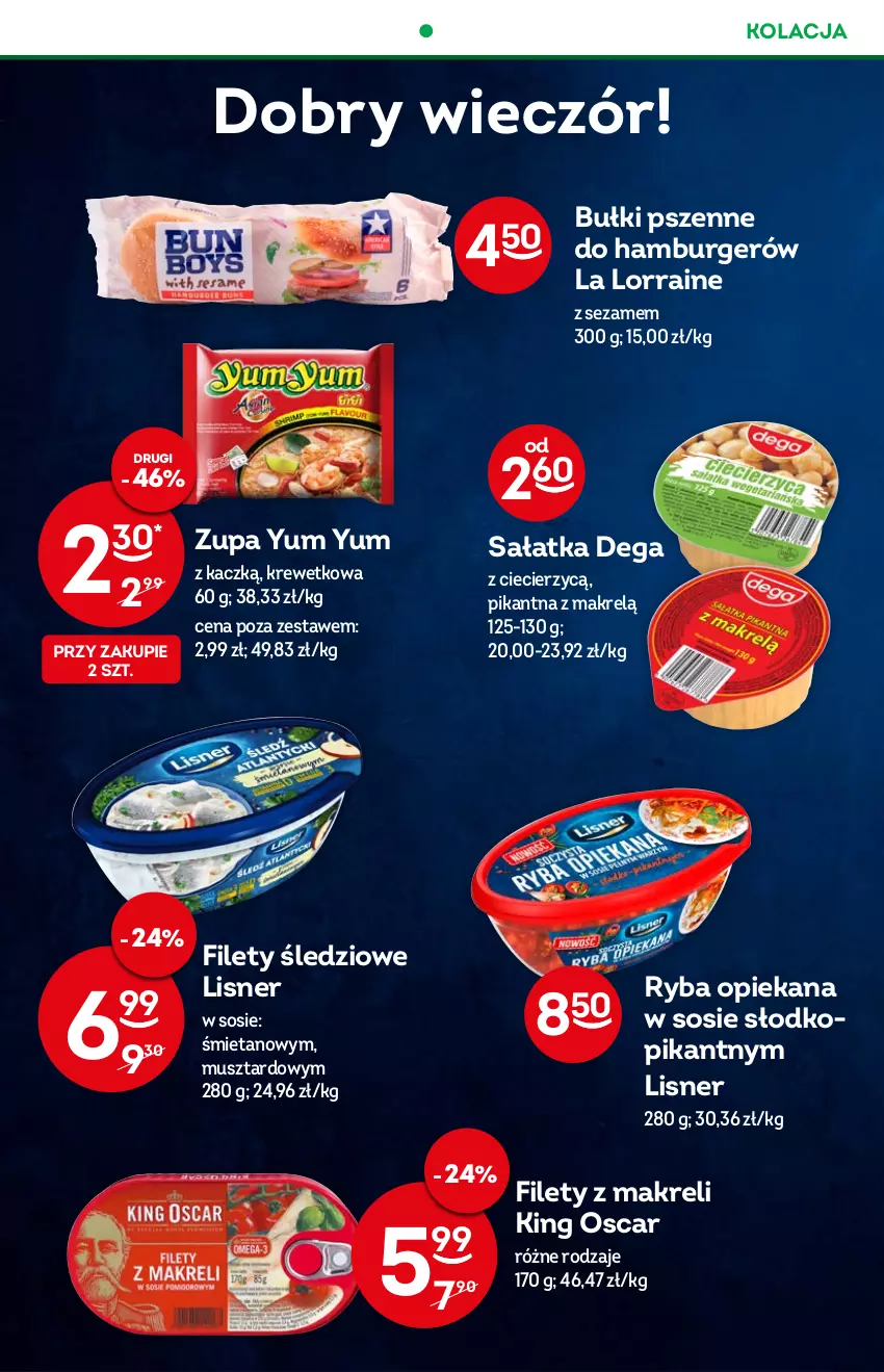 Gazetka promocyjna Żabka - ważna 13.07 do 19.07.2022 - strona 44 - produkty: Burger, Dega, Hamburger, Lisner, Makrelą, Mus, Ryba, Sałat, Sałatka, Sezam, Sos, Zupa