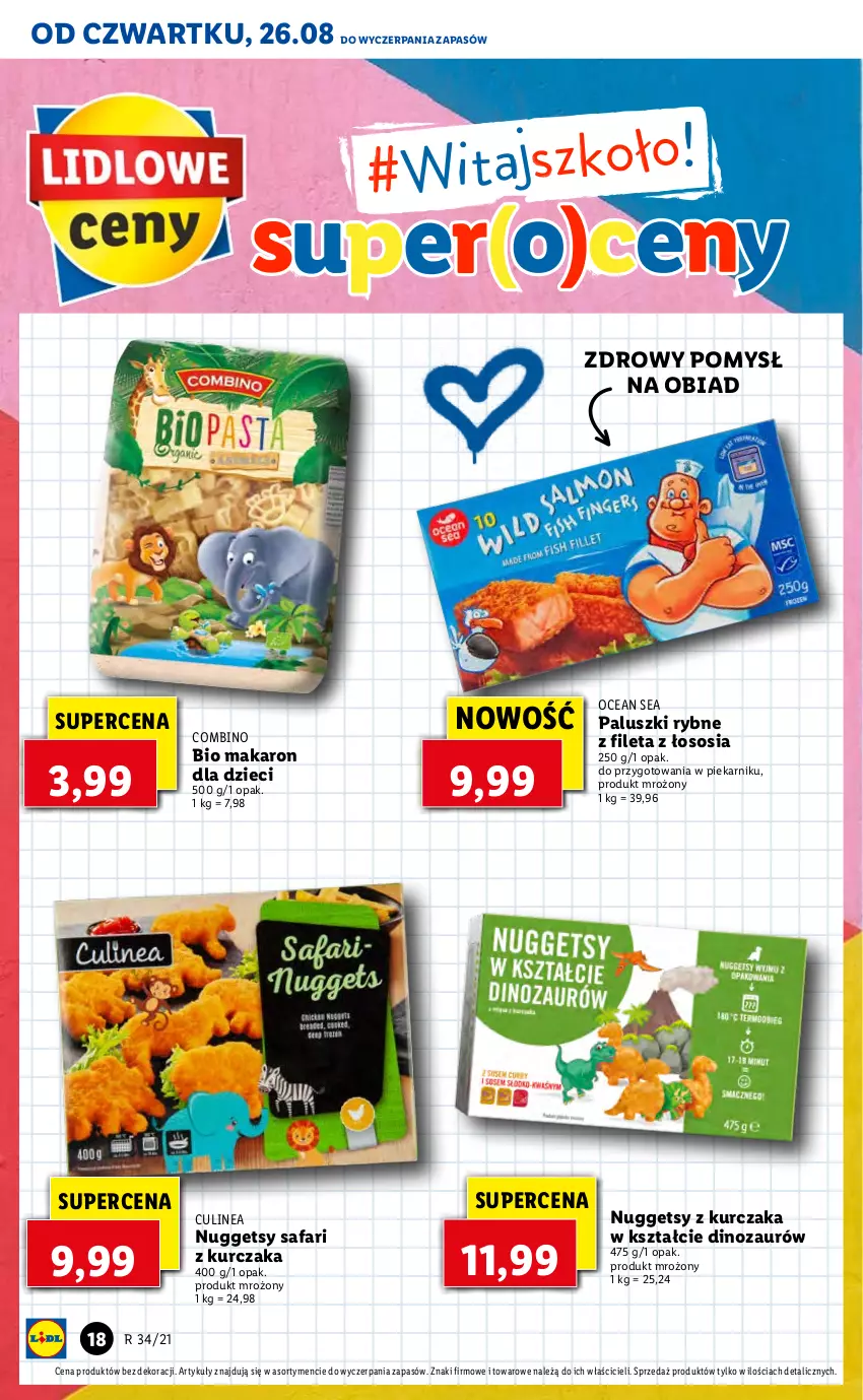 Gazetka promocyjna Lidl - GAZETKA - ważna 26.08 do 29.08.2021 - strona 18 - produkty: Dinozaur, Dzieci, Fa, Kurczak, Makaron, Paluszki rybne, Piekarnik, Sos