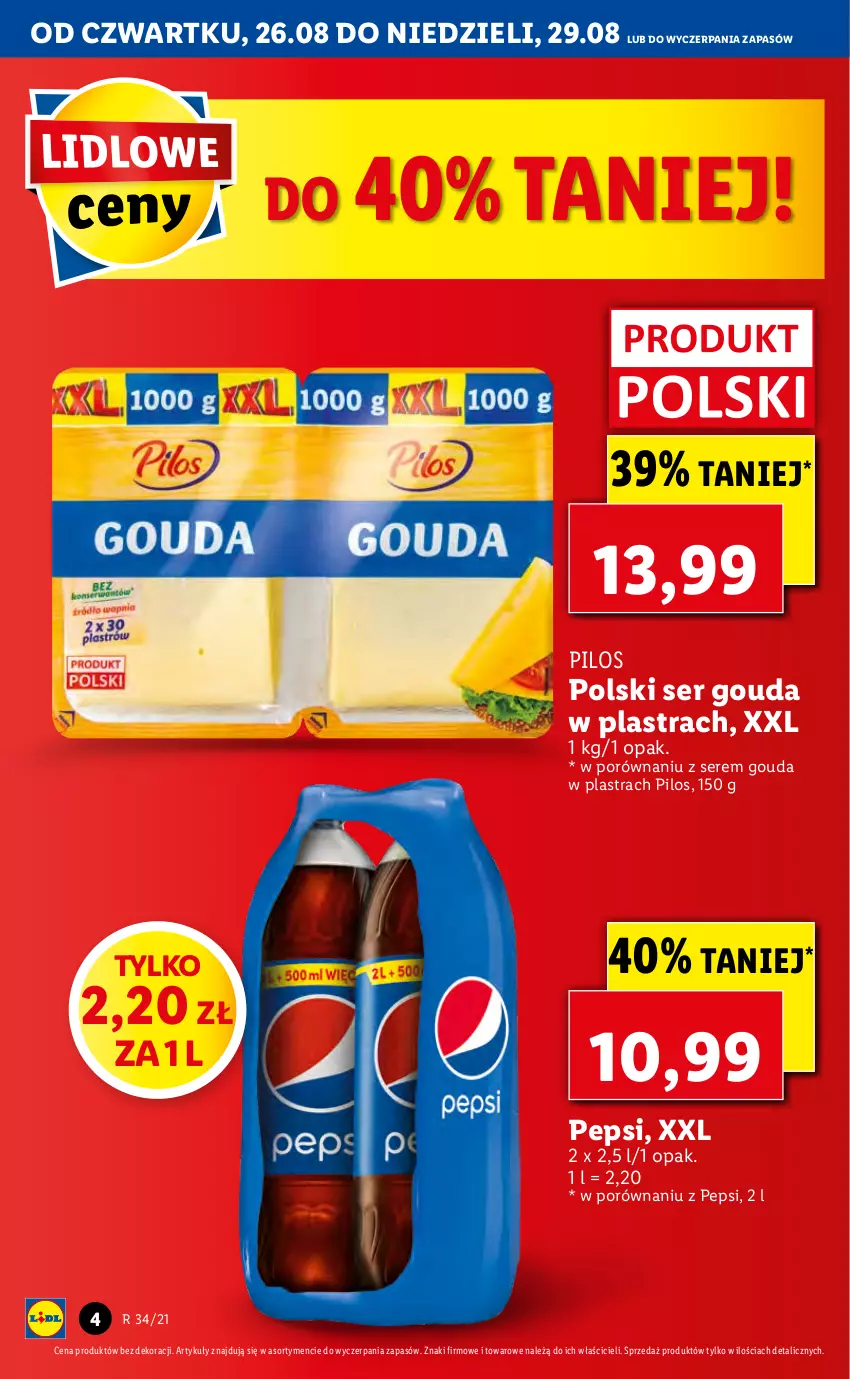 Gazetka promocyjna Lidl - GAZETKA - ważna 26.08 do 29.08.2021 - strona 4 - produkty: Gouda, Pepsi, Pilos, Por, Ser