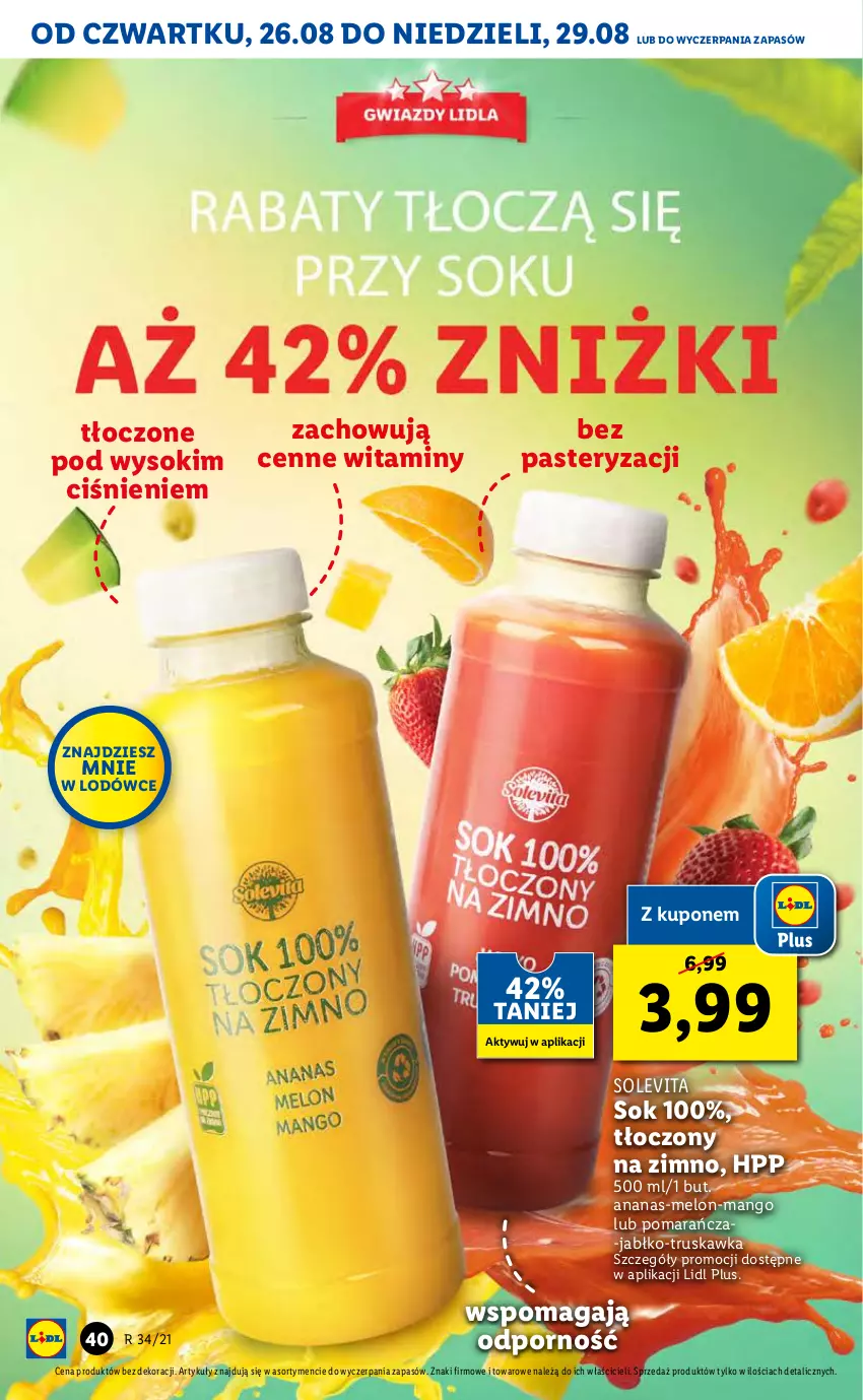 Gazetka promocyjna Lidl - GAZETKA - ważna 26.08 do 29.08.2021 - strona 40 - produkty: Ananas, HP, Mango, Melon, Por, Sok