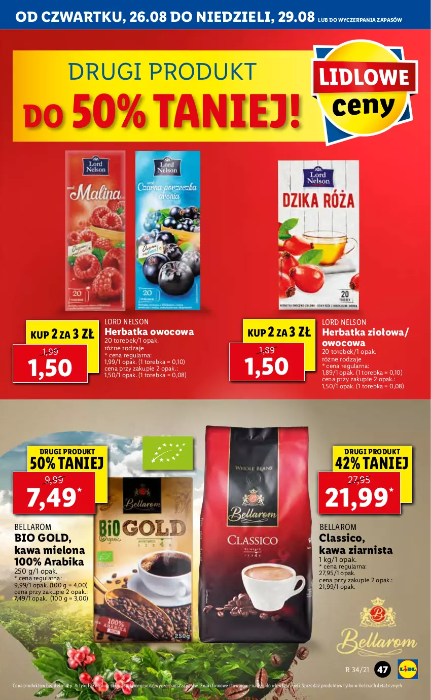 Gazetka promocyjna Lidl - GAZETKA - ważna 26.08 do 29.08.2021 - strona 47 - produkty: Bell, Bella, Kawa, Kawa mielona, Kawa ziarnista, Torebka