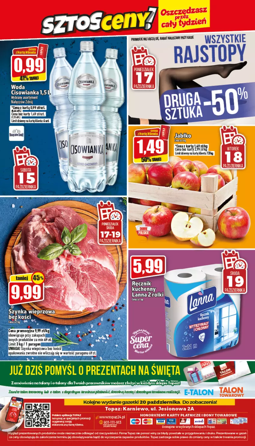 Gazetka promocyjna Topaz - Gazetka - ważna 15.10 do 19.10.2022 - strona 24 - produkty: Szynka, Szynka wieprzowa, Top, Waga