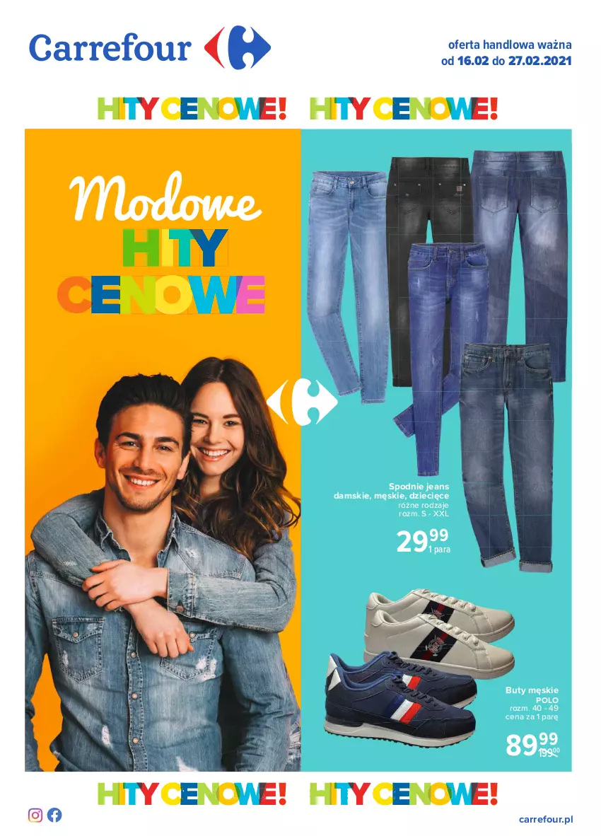Gazetka promocyjna Carrefour - Gazetka Modowe hity cenowe - ważna 15.02 do 27.02.2021 - strona 1 - produkty: Buty, Dzieci, Spodnie, Spodnie jeans