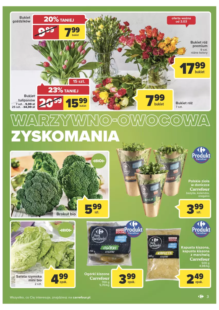 Gazetka promocyjna Carrefour - Gazetka Express - ważna 22.02 do 28.02.2022 - strona 3 - produkty: Bukiet, Sałat, Tulipan