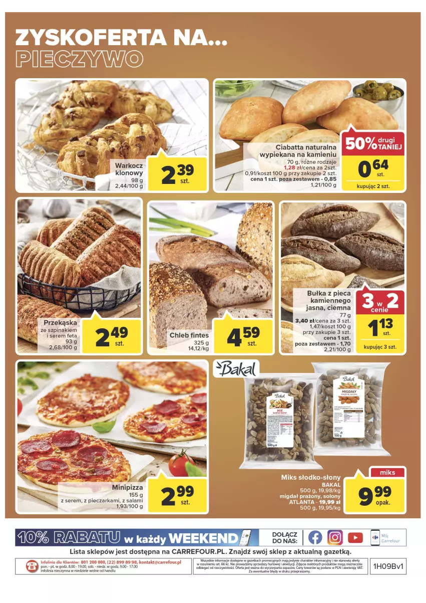 Gazetka promocyjna Carrefour - Gazetka Express - ważna 22.02 do 28.02.2022 - strona 4 - produkty: Bułka, Chleb, Ciabatta, Feta, Koc, Kosz, Piec, Pieczarka, Pizza, Salami, Ser, Szpinak