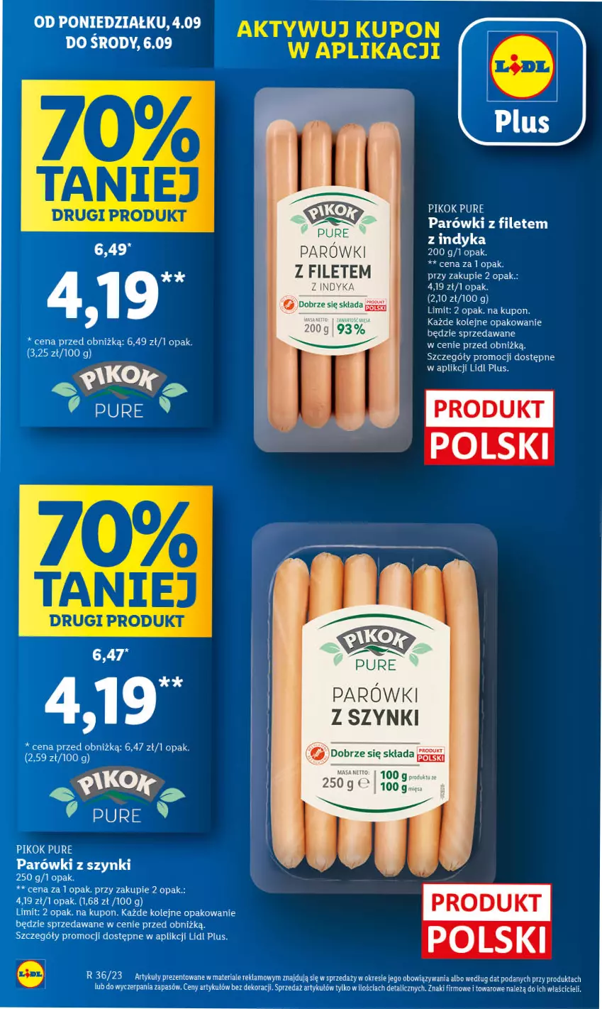 Gazetka promocyjna Lidl - GAZETKA - ważna 04.09 do 06.09.2023 - strona 18 - produkty: Olej, Parówki, Parówki z szynki, PIKOK, Pur