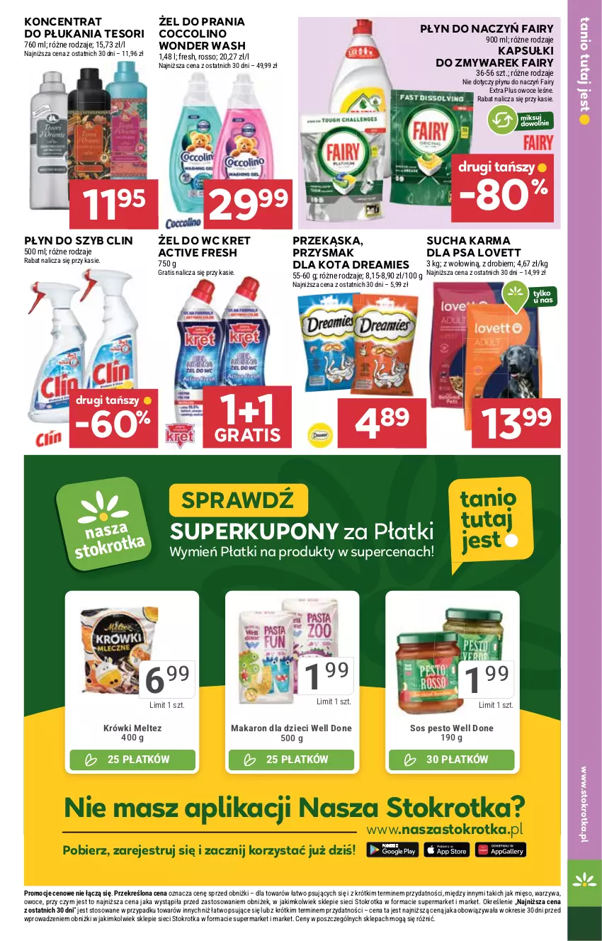 Gazetka promocyjna Stokrotka - Supermarket - ważna 06.11 do 12.11.2025 - strona 39 - produkty: Clin, Coccolino, Dzieci, Fa, Fairy, Gra, Kret, Makaron, Mięso, Owoce, Pesto, Płyn do szyb, Przysmak dla kota, Sos, Sucha karma, Warzywa