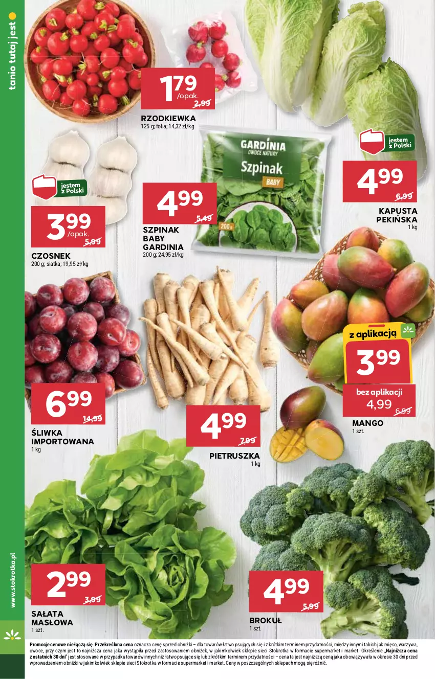 Gazetka promocyjna Stokrotka - Supermarket - ważna 06.11 do 12.11.2025 - strona 8 - produkty: Czosnek, Mango, Masło, Mięso, Owoce, Pietruszka, Por, Rzodkiewka, Sałat, Sałata masłowa, Siatka, Szpinak, Warzywa
