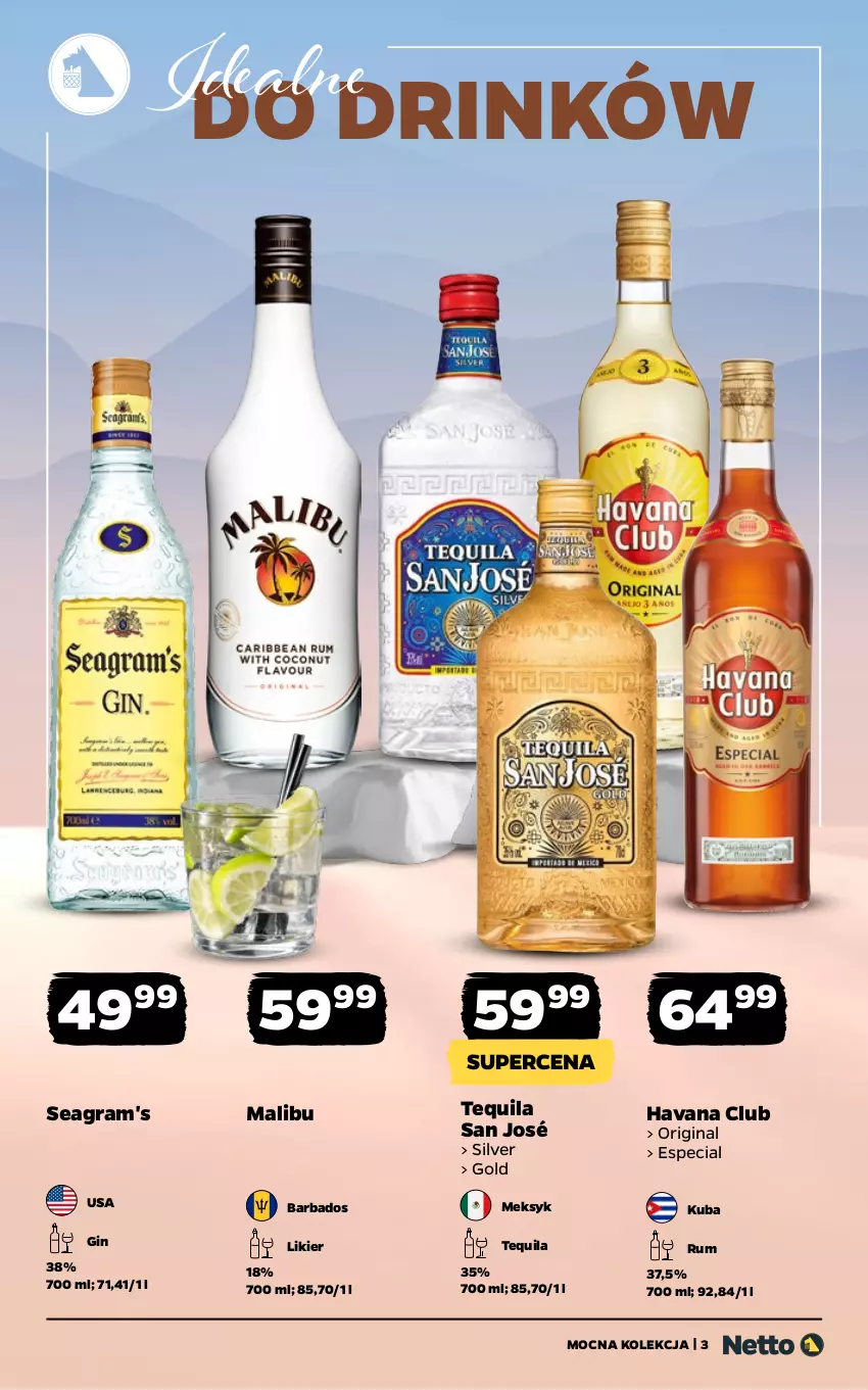 Gazetka promocyjna Netto - Alkohole - Mocne - ważna 02.02 do 14.02.2026 - strona 3 - produkty: Gin, Gra, Likier, Malibu, Rum, Tequila