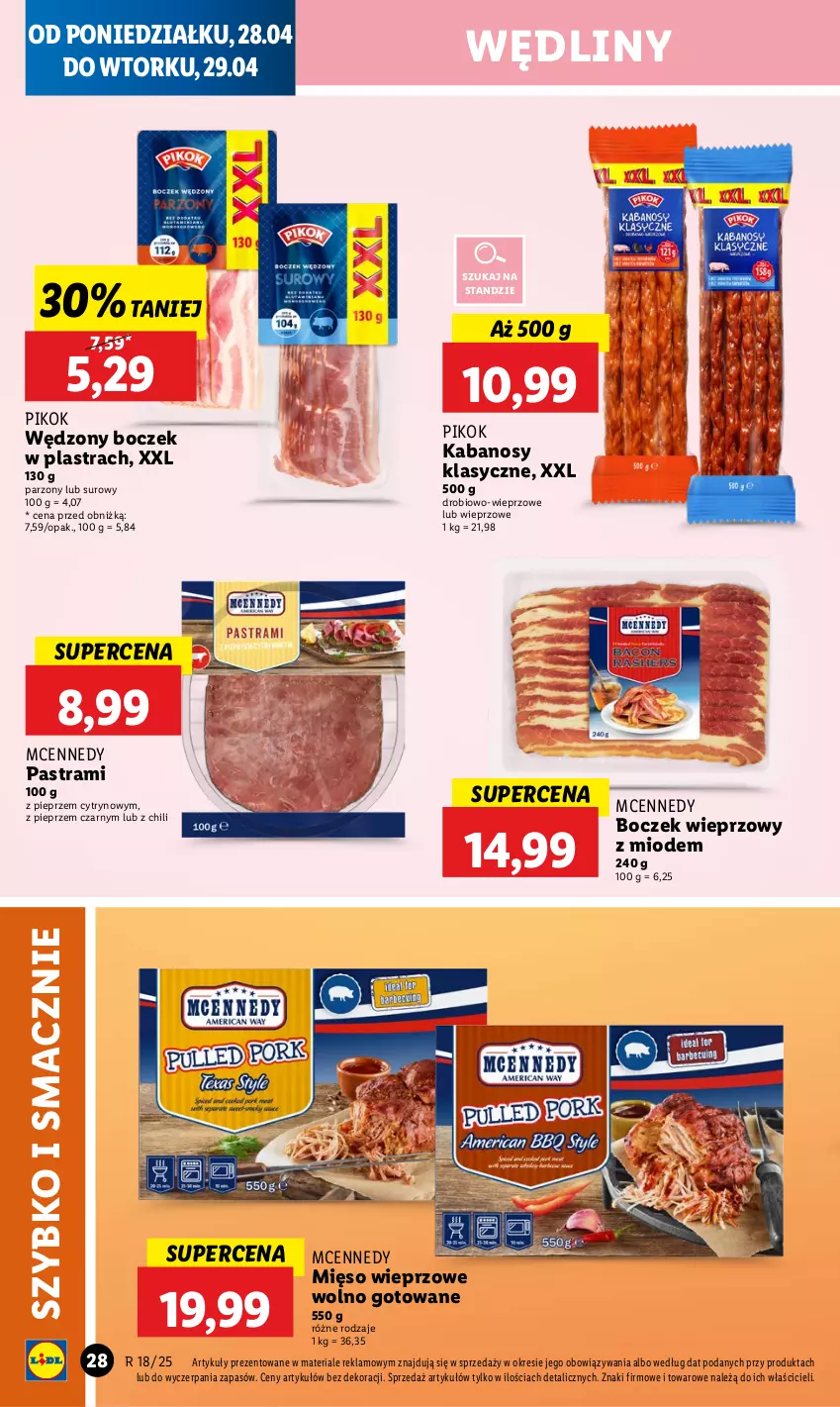 Gazetka promocyjna Lidl - GAZETKA - ważna 28.04 do 29.04.2025 - strona 28 - produkty: Boczek, Boczek wieprzowy, Kabanos, Mięso, Mięso wieprzowe, Pieprz, PIKOK