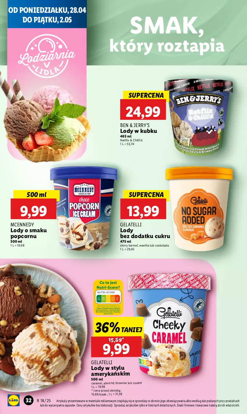 Gazetka promocyjna Lidl - GAZETKA - ważna 28.04 do 29.04.2025 - strona 32 - produkty: Brownie, Czekolada, Lody, Popcorn