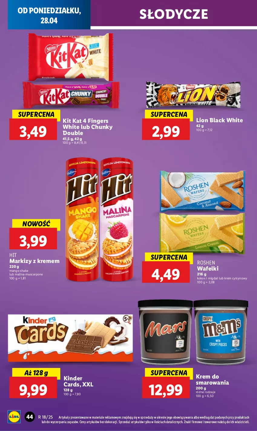 Gazetka promocyjna Lidl - GAZETKA - ważna 28.04 do 29.04.2025 - strona 48 - produkty: Kinder, Kit Kat, Kokos, Lack, Lion, Mango, Mascarpone