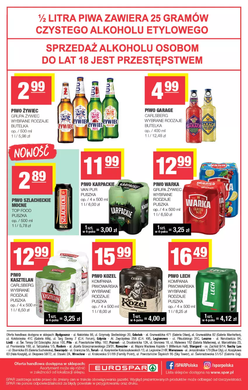 Gazetka promocyjna Spar - EuroSpar - ważna 22.09 do 02.10.2025 - strona 16 - produkty: Carlsberg, Dzieci, Fa, Gra, Karp, Kasztelan, Kosz, Kozel, Oliwa, Piwo, Pur, Rum, Top, Warka
