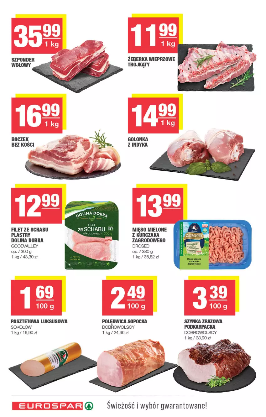 Gazetka promocyjna Spar - EuroSpar - ważna 22.09 do 02.10.2025 - strona 6 - produkty: Boczek, Karp, Kurczak, Mięso, Mięso mielone, Pasztet, Polędwica, Sok, Sokołów, Szynka