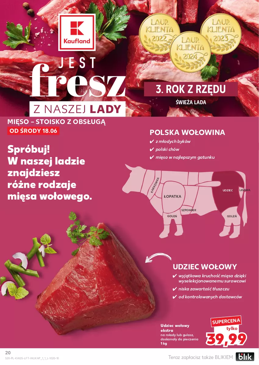 Gazetka promocyjna Kaufland - Gazetka tygodnia - ważna 18.06 do 25.06.2025 - strona 20 - produkty: Mięso, Piec, Tera, Udziec wołowy, Wołowina
