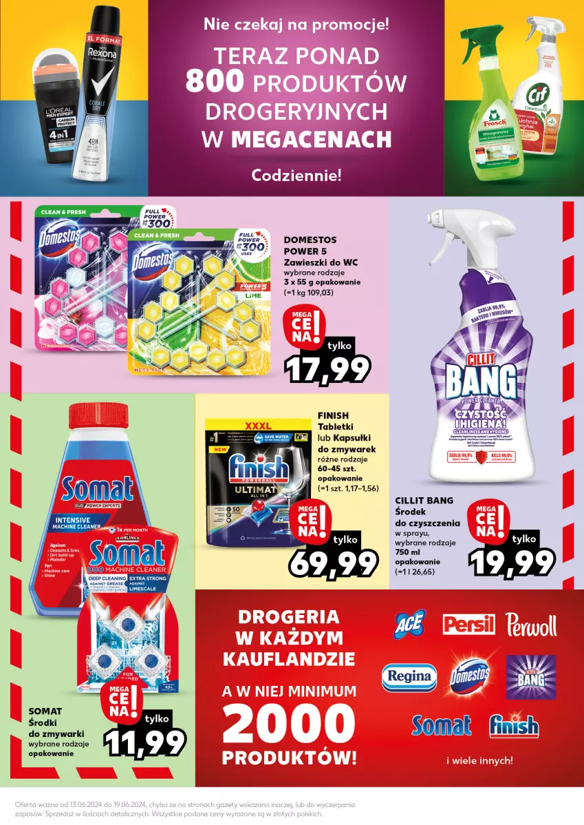 Gazetka promocyjna Kaufland - Kaufland - ważna 17.06 do 19.06.2024 - strona 19 - produkty: Cillit Bang, Domestos, Finish, Somat, Tablet, Zawieszki, Zmywarki