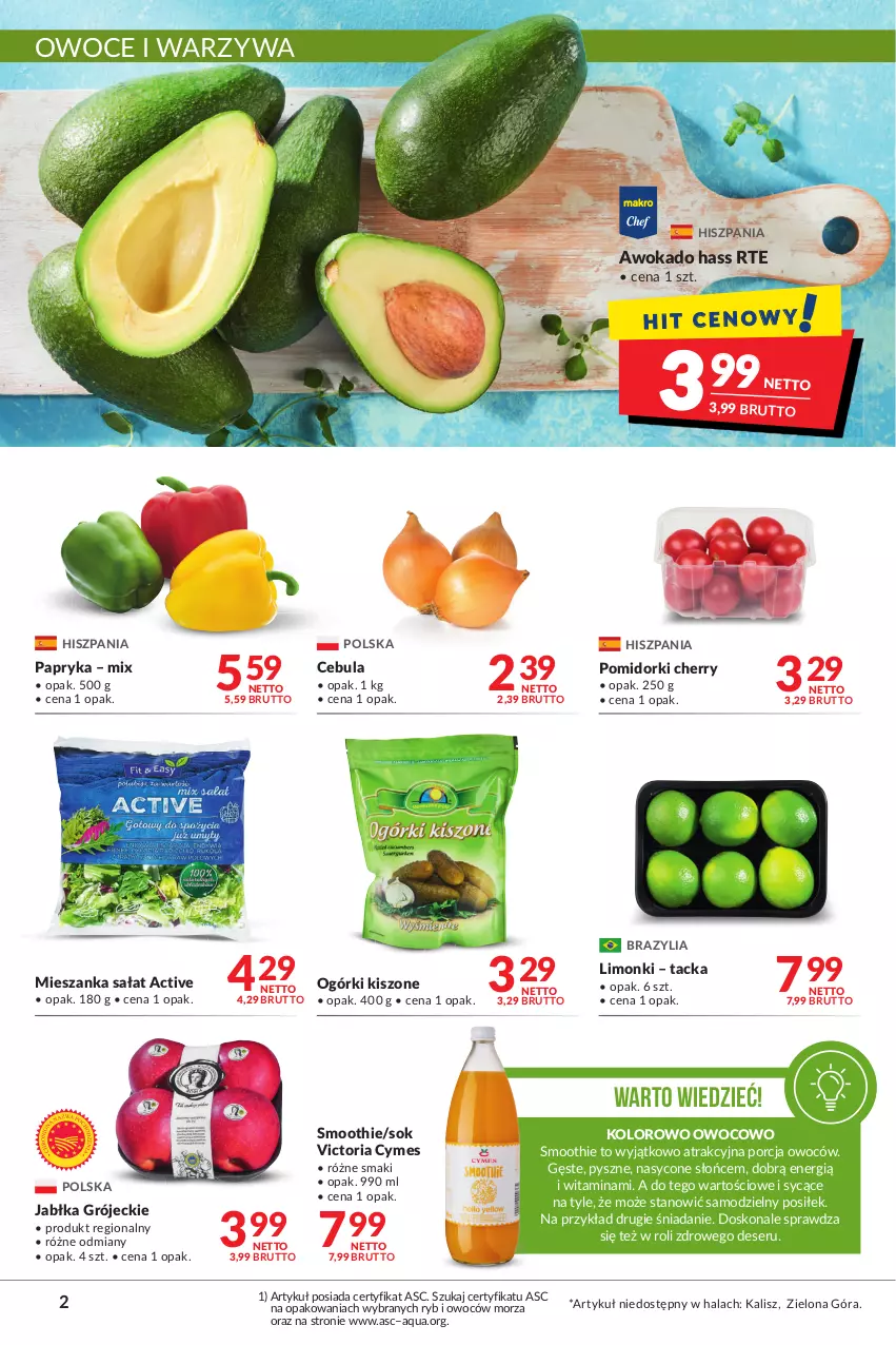 Gazetka promocyjna Makro - [Oferta promocyjna] Artykuły spożywcze i przemysłowe - ważna 22.02 do 07.03.2022 - strona 2 - produkty: Cebula, Deser, Jabłka, Mieszanka sałat, Owoce, Papryka, Pomidorki, Por, Sałat, Ser, Smoothie, Sok, Warzywa