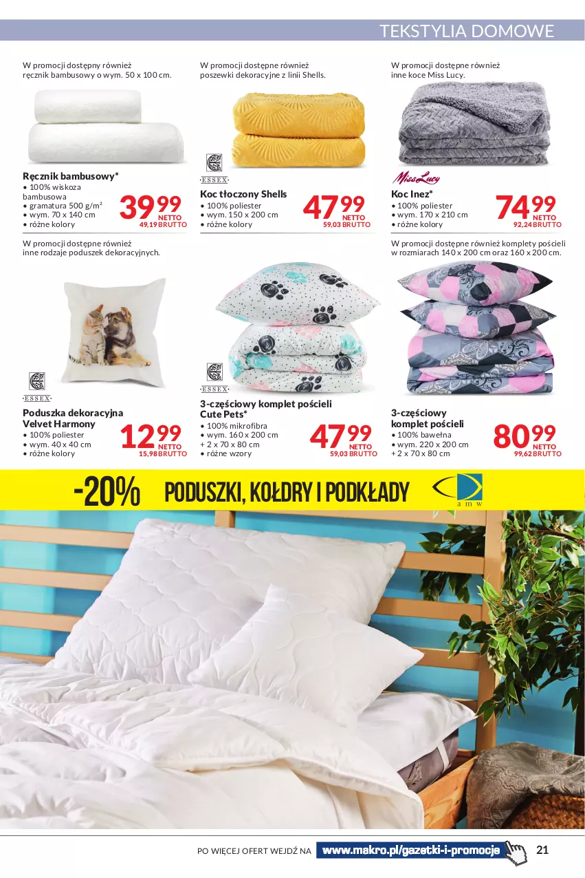 Gazetka promocyjna Makro - [Oferta promocyjna] Artykuły spożywcze i przemysłowe - ważna 22.02 do 07.03.2022 - strona 21 - produkty: Gra, Koc, Komplet pościeli, Podkład, Poduszka, Poduszka dekoracyjna, Pościel, Rama, Ręcznik, Velvet, Wełna