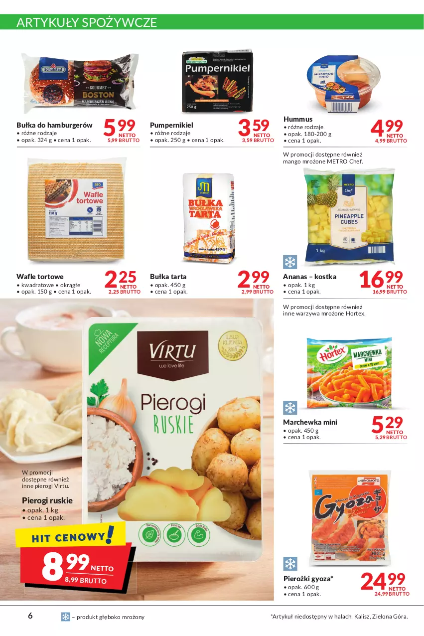 Gazetka promocyjna Makro - [Oferta promocyjna] Artykuły spożywcze i przemysłowe - ważna 22.02 do 07.03.2022 - strona 6 - produkty: Ananas, Artykuły spożywcze, Bułka, Bułka tarta, Burger, Hamburger, Hortex, Hummus, Mango, Marchewka, Metro, Metro Chef, Mus, Pierogi, Tarta, Virtu, Wafle, Wafle tortowe, Warzywa