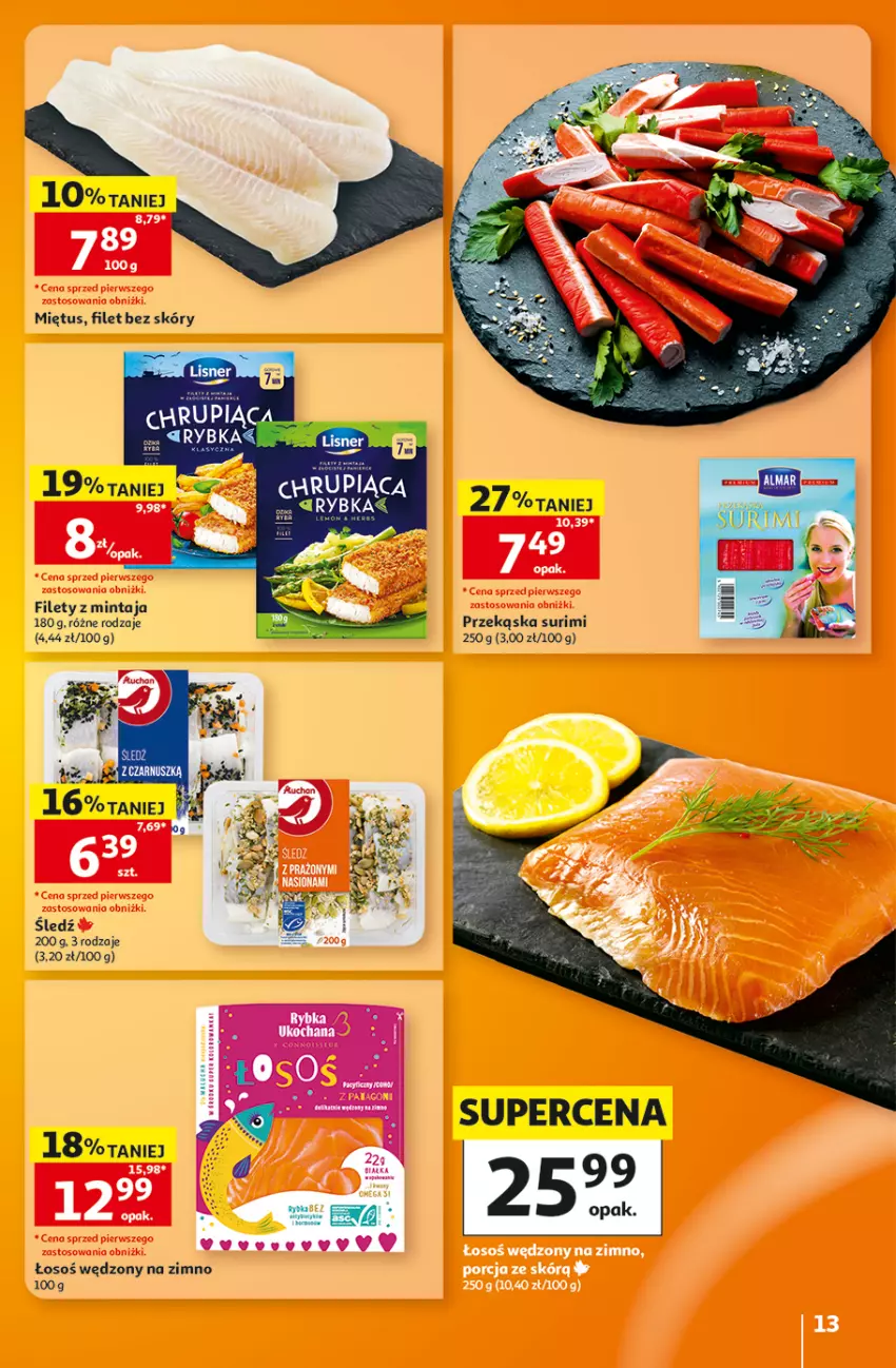Gazetka promocyjna Auchan - 30 Lat Hipermarket - ważna 29.10 do 04.11.2026 - strona 13 - produkty: Lisner, Mintaj, Surimi