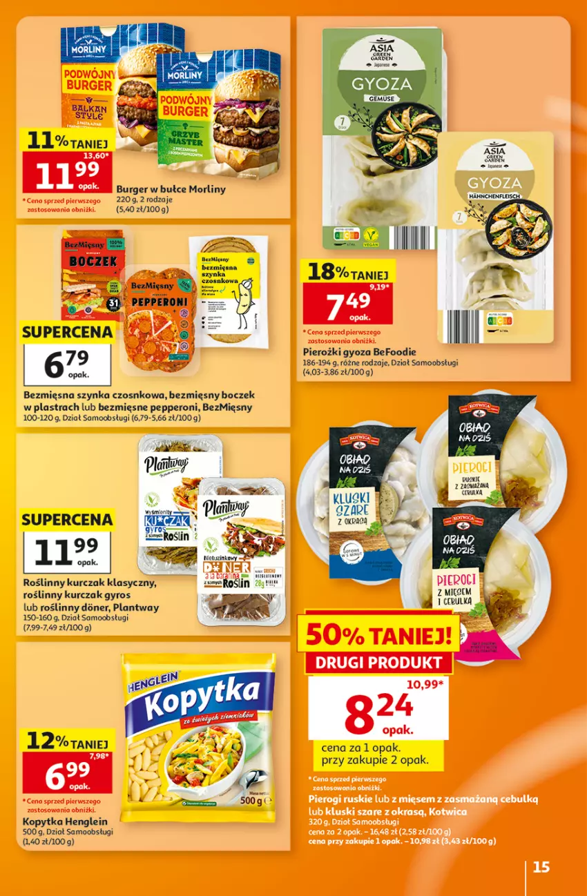 Gazetka promocyjna Auchan - 30 Lat Hipermarket - ważna 29.10 do 04.11.2026 - strona 15 - produkty: Boczek, Burger, Gyros, Kopytka, Kurczak, Morliny, Olej, Szynka