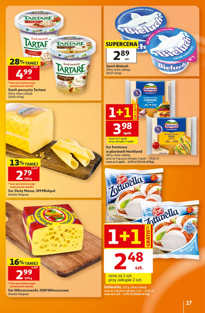 Gazetka promocyjna Auchan - 30 Lat Hipermarket - ważna 29.10 do 04.11.2026 - strona 17 - produkty: Bieluch, Cheddar, Hochland, Ser, Serek, Serek puszysty, Tarta, Tartare, Włoszczowski, Złoty Mazur