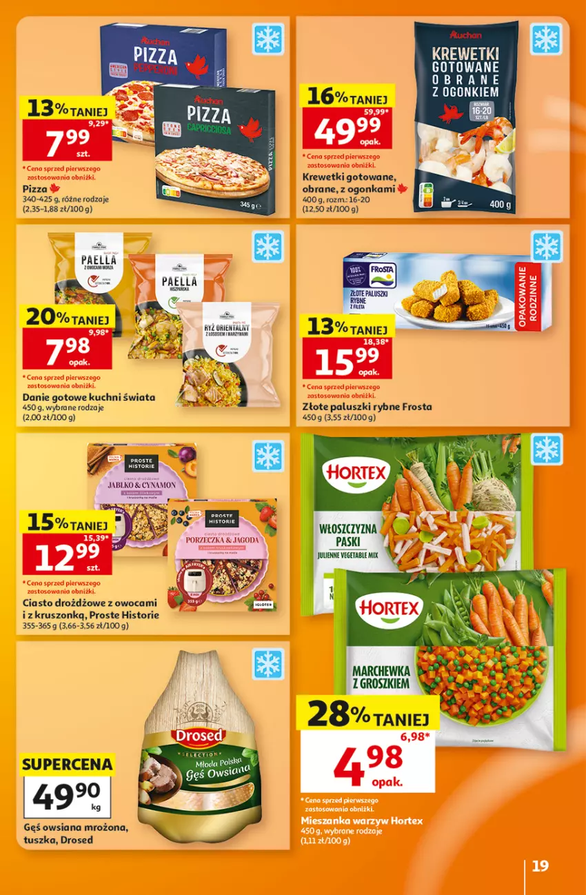 Gazetka promocyjna Auchan - 30 Lat Hipermarket - ważna 29.10 do 04.11.2026 - strona 19 - produkty: Danie gotowe, Fa, Frosta, Gęś owsiana, Krewetki, Paluszki rybne, Pizza, Por, Tusz, Vegeta